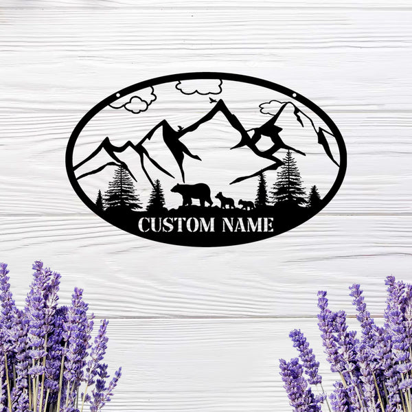 Personalized Bear Mountain Metal Sign,cabin Sign, Last Name Sign,bear Metal Sign, Lake House Sign,custom Metal Sign,outdoor Decor, Home Decor