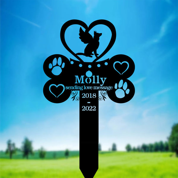 Personalized Angel Dog With Bone Memorial Cross Metal Stake, Dog Memorial Plaque Metal Garden Stake, Pet Metal Grave Marker, Dog Remembrance Sign