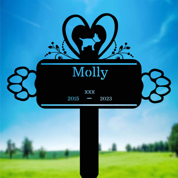 Custom Dog Memorial Metal Plaque With Stake, Personalized Dog Memorial Plaque Garden Sign, Dog Memorial Grave Marker, Pet Loss Remembrance Stake
