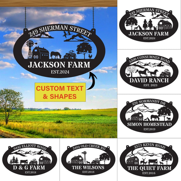 Personalized Farmhouse Metal Sign, Custom Your Farm Metal Entrance Sign, Farm Ranch Metal Name Sign, Farm Gate Metal Decor, Farmville Metal Sign