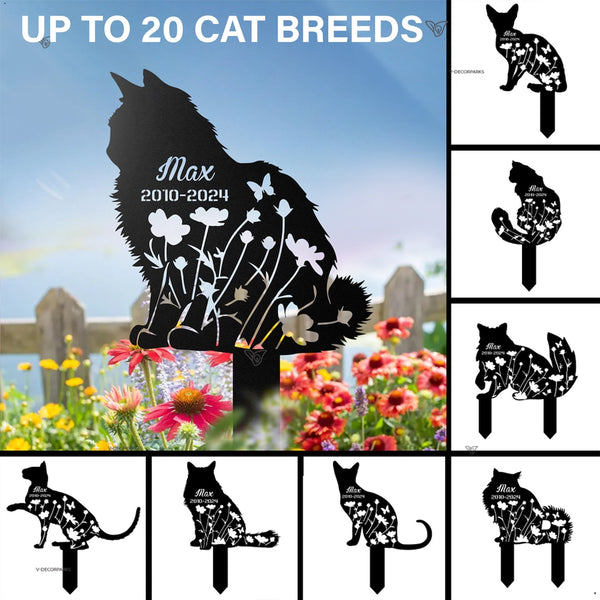 Custom Cat Memorial Metal Stake, Personalized Metal Cat Grave Marker, Cat Breed Metal Garden Sign, Cat Memorial Plaque, Pet Loss Remembrance Stake
