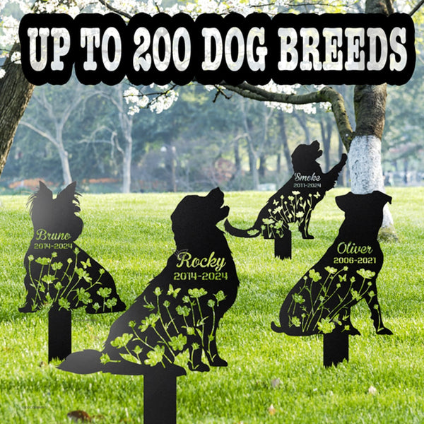 Custom Dog Memorial Stake Metal Grave Marker, Personalized Dog Beeds Metal Garden Stake, Dog Loss Remembrance Stake, Dog Lovers Sympathy Gift