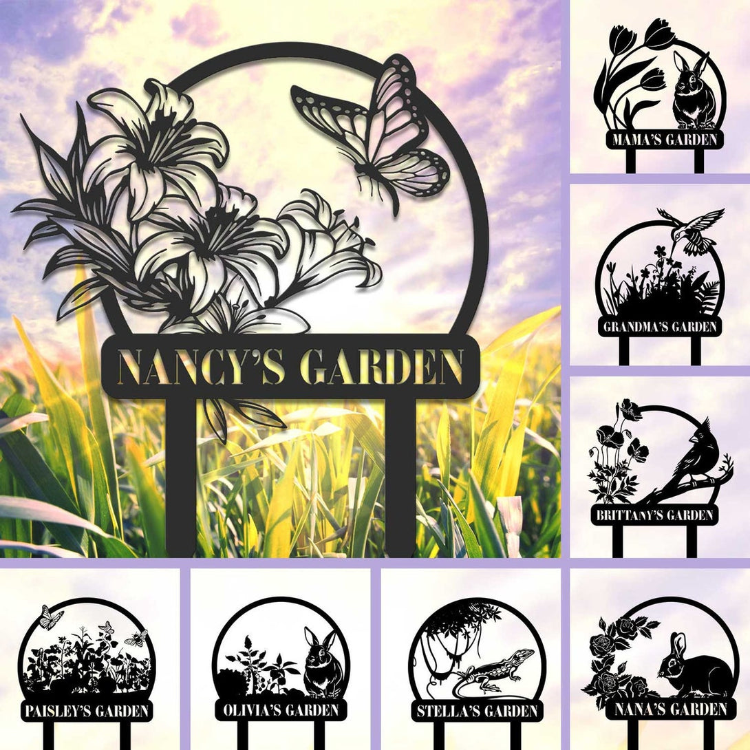 Personalized Your Garden Metal Sign With Stake, Custom Nana's Garden Metal Name Sign, Flowers Garden Metal Stake, Metal Garden Sign Outdoor Decor