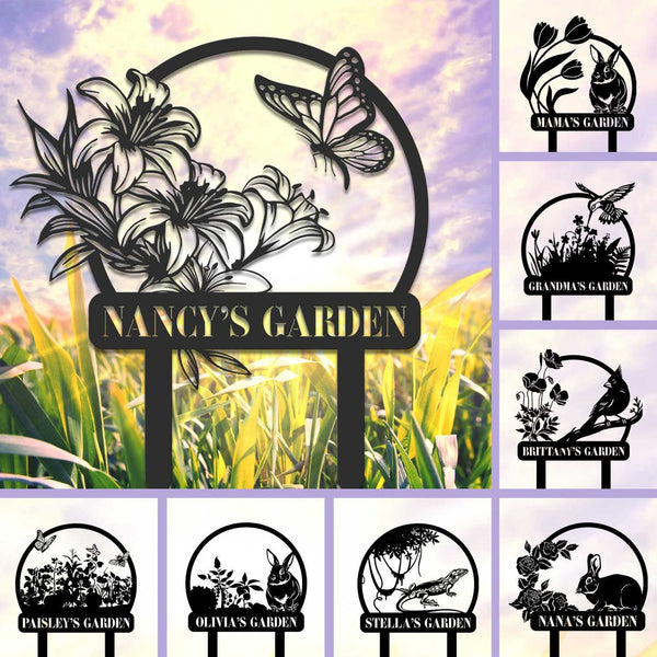 Personalized Your Garden Metal Sign With Stake, Custom Nana's Garden Metal Name Sign, Flowers Garden Metal Stake, Metal Garden Sign Outdoor Decor