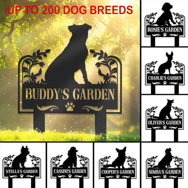 Custom Dog Memorial Metal Garden Sign, Personalized Dog Breeds Garden Stake, Pet Grave Markers, Dog Loss Remembrance Metal Stake, Dog Lover Gift
