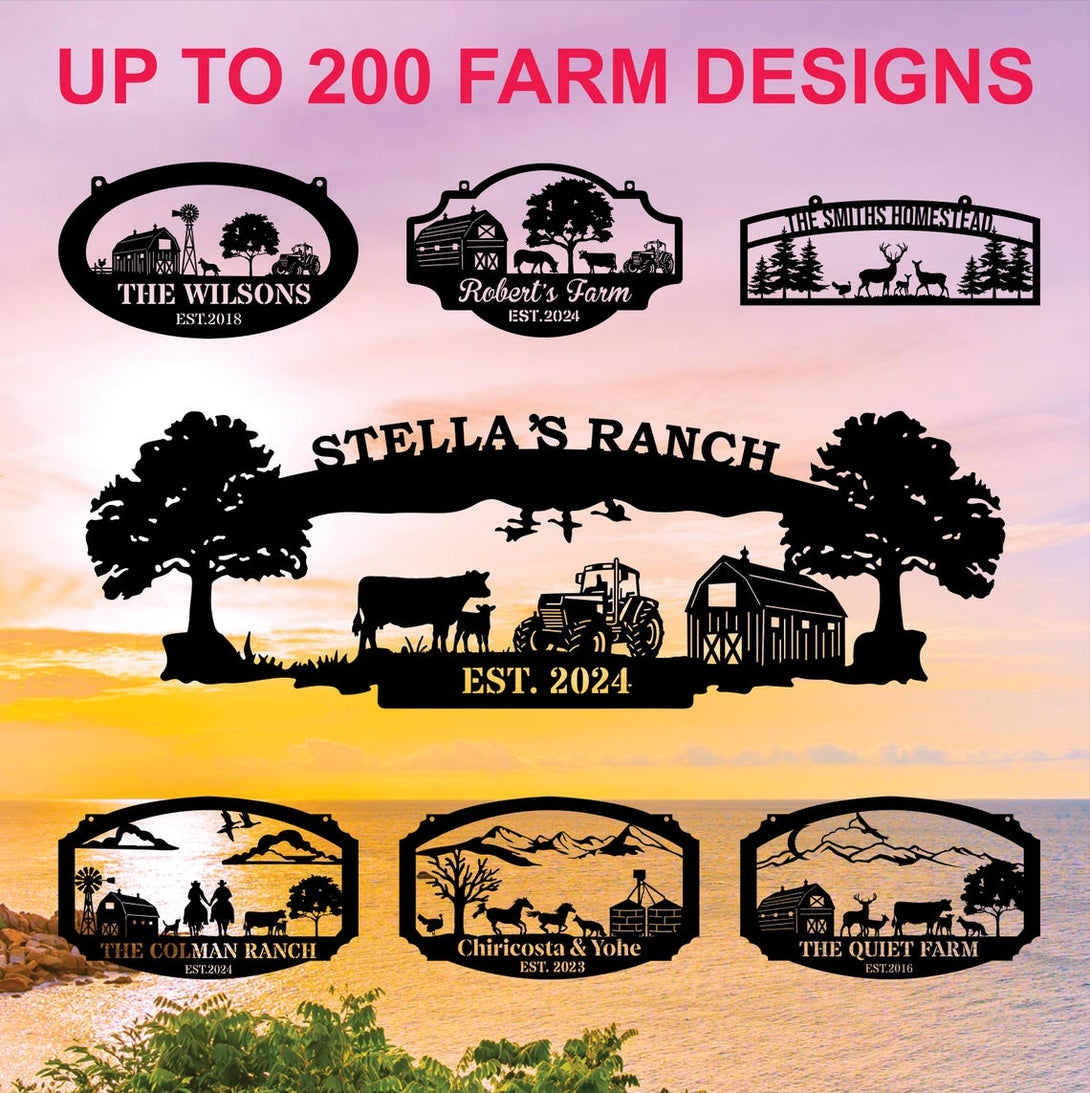 Personalized Large Farm Metal Entrance Sign, Custom Name Farmhouse Metal Sign, Farm Barn Ranch Metal Sign, Farmville Metal Sign Outdoor Decor