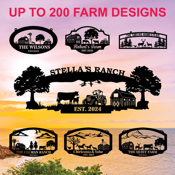 Personalized Large Farm Metal Entrance Sign, Custom Name Farmhouse Metal Sign, Farm Barn Ranch Metal Sign, Farmville Metal Sign Outdoor Decor