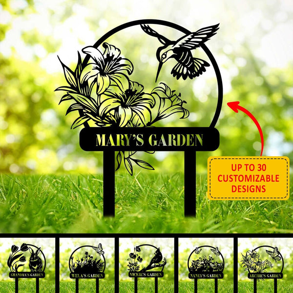 Personalized Garden Metal Sign With Stake, Grandma's Garden Metal Yard Sign, Custom Your Own Garden Metal Stake, Gardener Gift Metal Garden Decor
