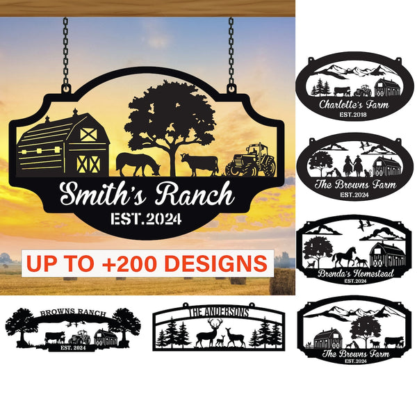 Personalized Farm Ranch Metal Sign, Custom Your Own Farm Metal Sign, Custom Farm Name Sign, Farmville Metal Sign, Farmhouse Metal Entrance Sign