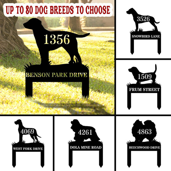 Custom Dog Address Metal Yard Sign With Stake, Personalized Dog Memorial Garden Stake, Metal Dog Garden Signs, Custom Dog Address Plaque Yard Sign