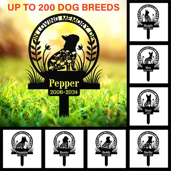Custom Dog Memorial Metal Sign With Stake, Personalized In Loving Memory Of Dog Metal Stake, Dog Loss Metal Grave Marker, Pet Loss Sympathy Gift