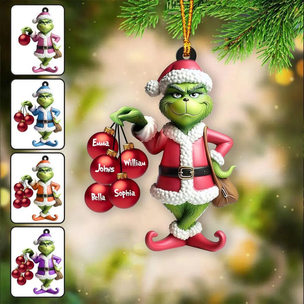 Personalized Grinch Family Ornament, Christmas Gift For Family, Xmas Tree Decor