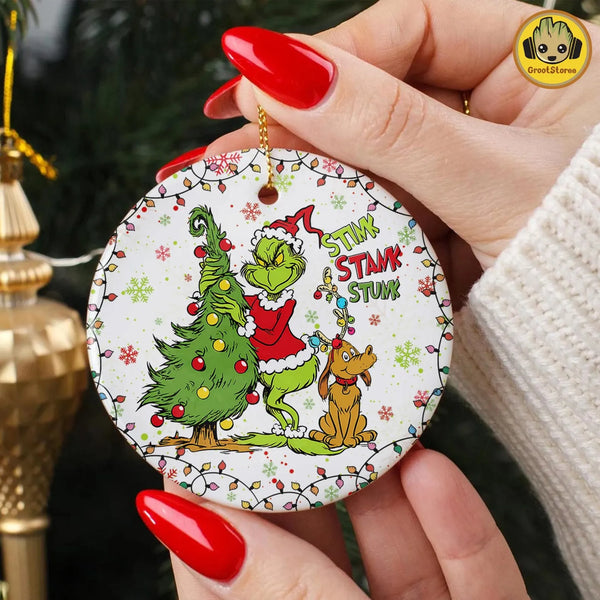 Funny Grinch Christmas Ornament 2025 | Stink Stank Stunk Holiday Tree Decoration, Unique Xmas Keepsake Gift for Friends & Family