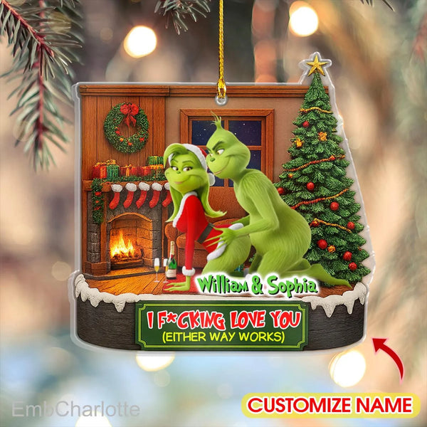 Personalized Naughty Grinch Couple Acrylic Ornament - Funny Christmas Gift