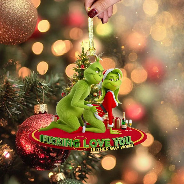 Funny Grinch Couple Christmas Ornament, Gift for Husband, Wife, Boyfriend & Girlfriend