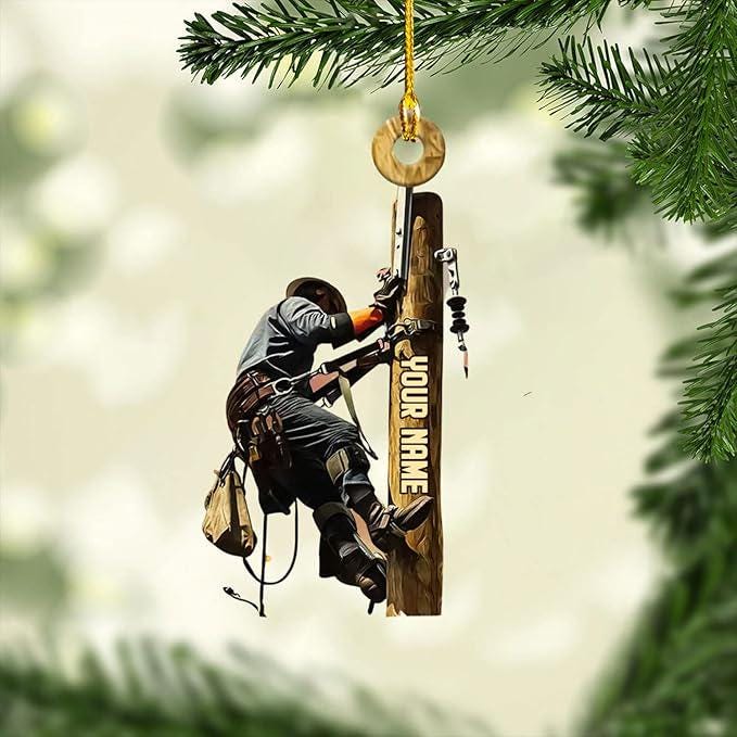 A Great Christmas Gift For Lineworkers: Personalized Lineman Dad Tree Hanger Ornament