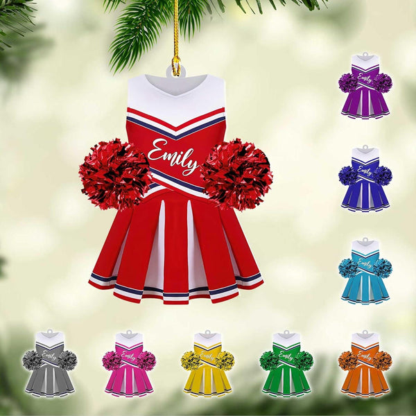 Custom Cheerleader Ornament 2025, Personalized Pom Pom Girl Christmas Gift, Blue Cheerleading Xmas Decor