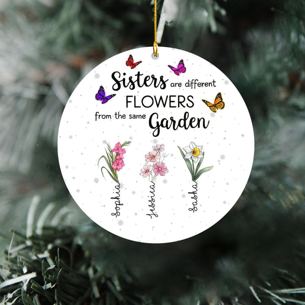 Sisters Friendship Ornament 2025, Custom Birth Month Xmas Tree Gift, Best Friend & Besties Keepsake Decoration