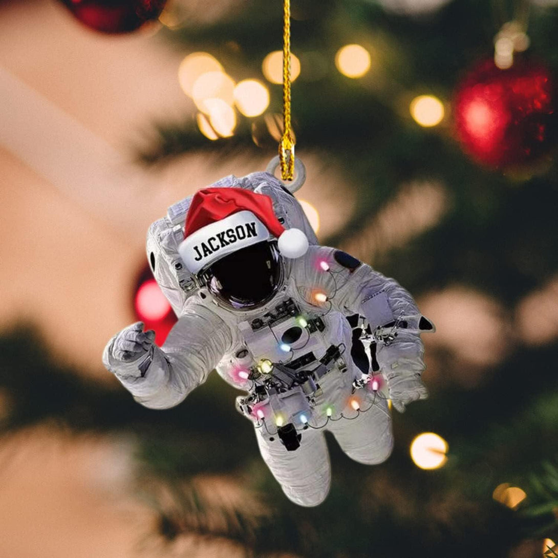 A Cosmic Christmas Keepsake: Personalized Astronaut, Rocket & Space Ornament