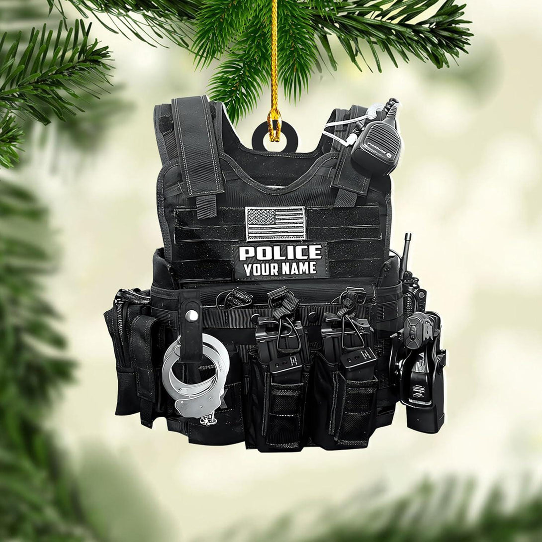 A Meaningful Gift For Police: Personalized Bulletproof Vest Christmas Ornament