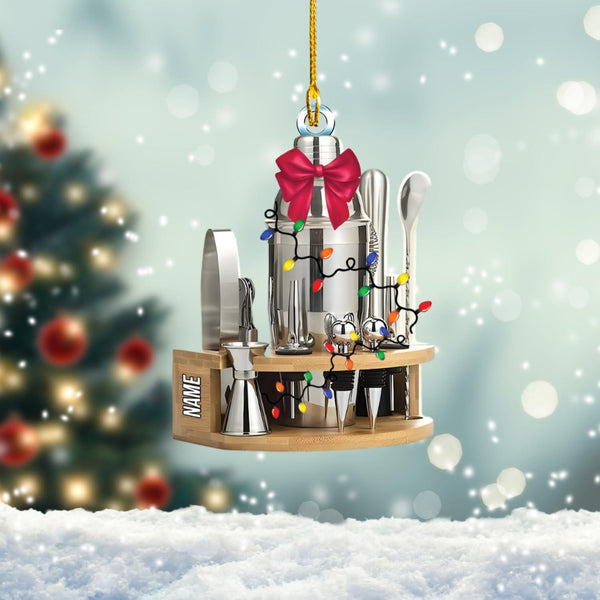 Custom Bartender Ornament 2025, Bartender Xmas Tree Gift, Bar Lover Keepsake Hanging Decoration