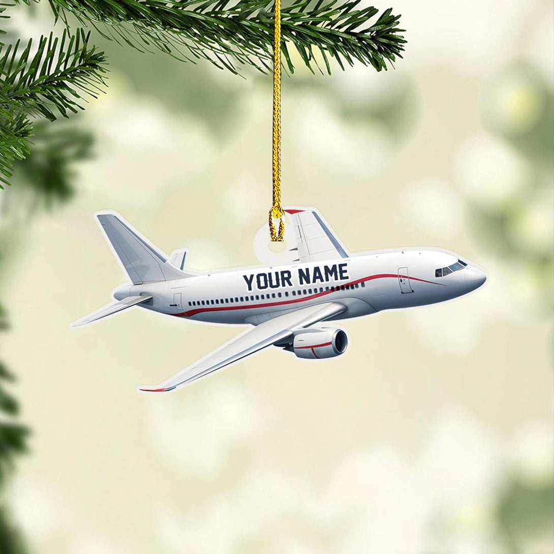 Airplane Ornament Personalized, Custom Plane Xmas Tree Keepsake, Pilot Name Gift Decoration