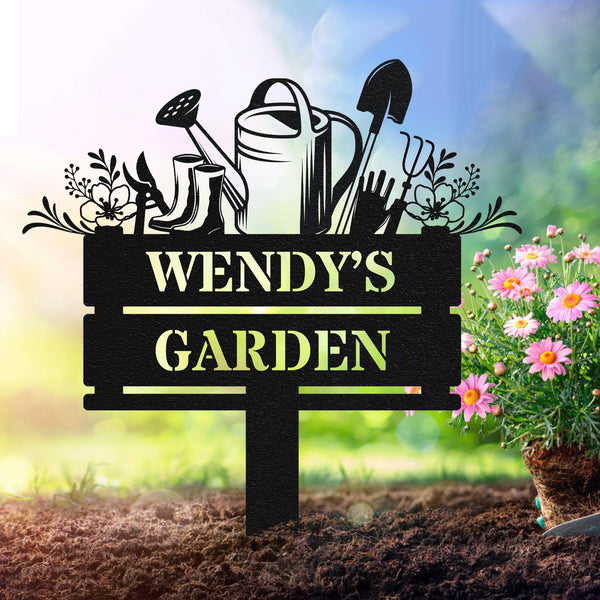 Custom Gardener Name Sign, Metal Yard Decor, Personalized Garden Sign, Garden Metal Sign, Gardening Gifts, Custom Garden Sign With Stakes