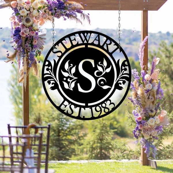 Family Name Metal Sign, Last Name Sign, Initial Sign, Metal Monogram, Housewarming Gift, Anniversary Wedding Gift, Metal Initial Door Hanger