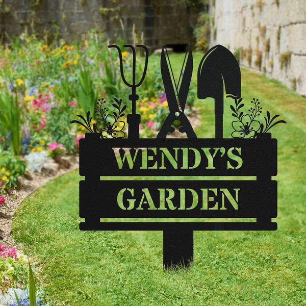 Custom Garden Sign, Personalized Garden Name Sign, Metal Garden Sign For Outdoor Yard Sign Garden Decor Stakes, Gardening Gift, Garden Decor