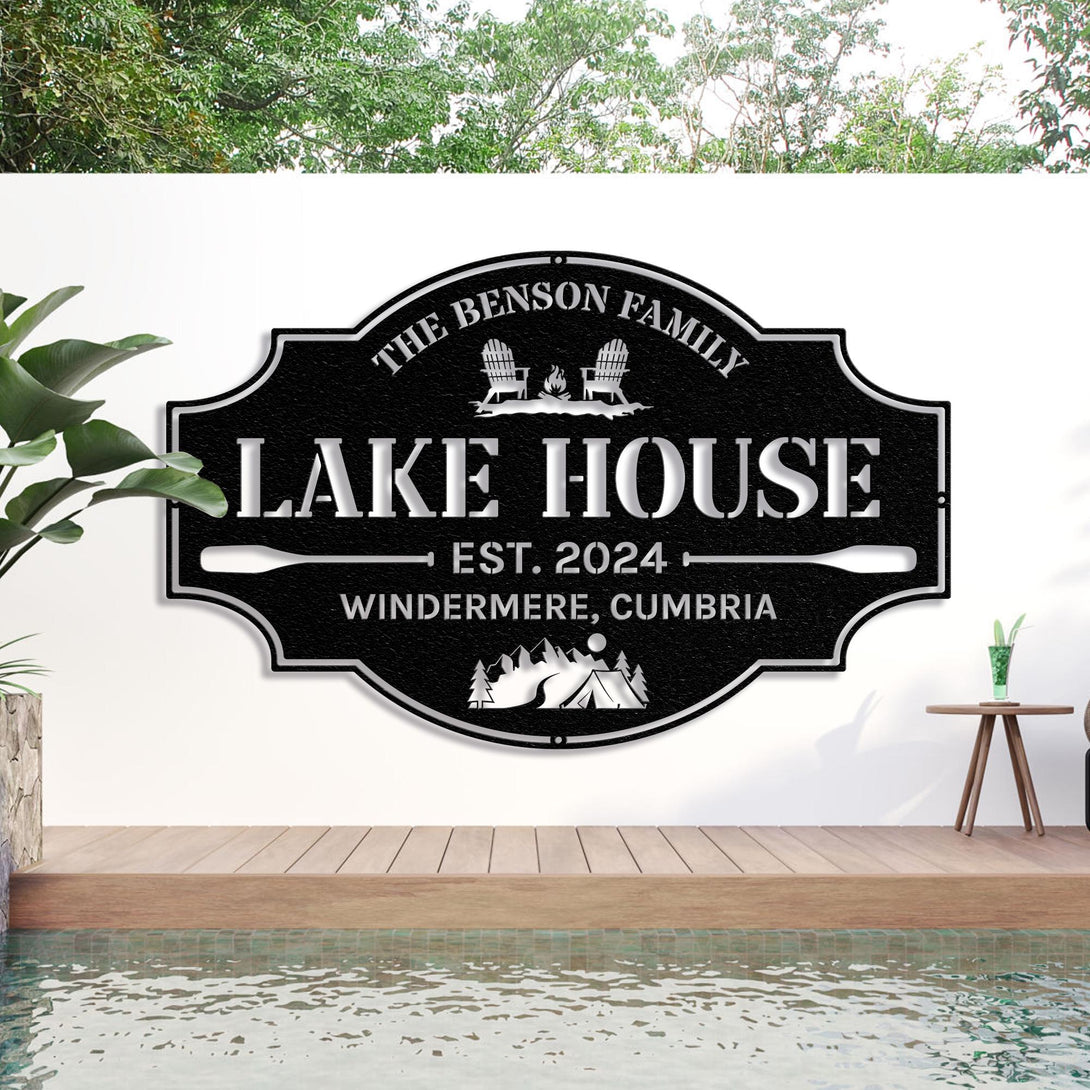 Personalized Lakehouse Sign Metal Sign, Lakehouse Gift, Lakehouse Decor, Custom Family Name Sign, Outdoor Metal Sign, Christmas Gift