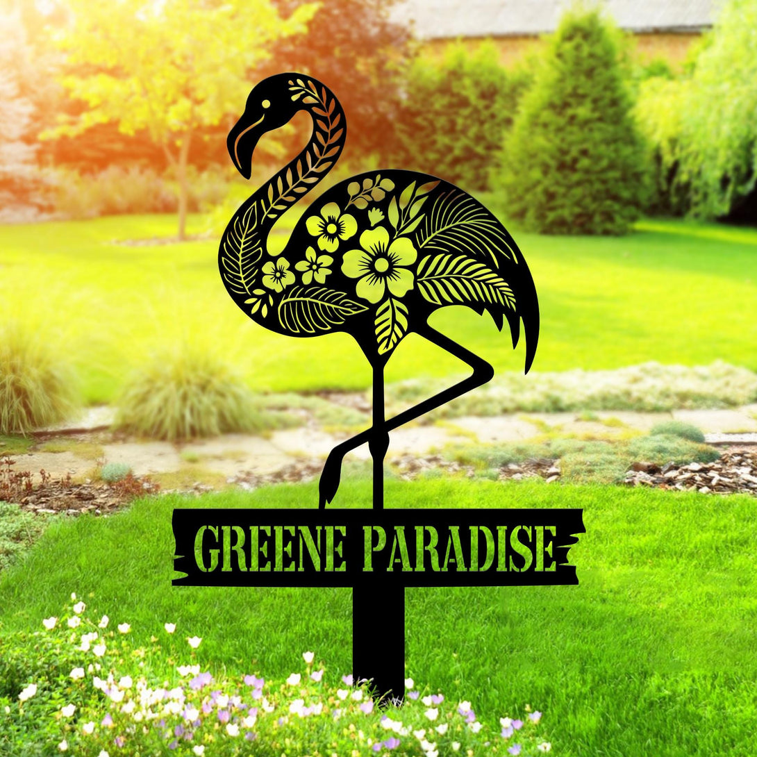 Custom Flamingo Metal Sign, Personalized Flamingo Metal Sign, Garden Decor, Housewarming Gift, Beach House Gifts, Pool Sign, Flamingo Decor