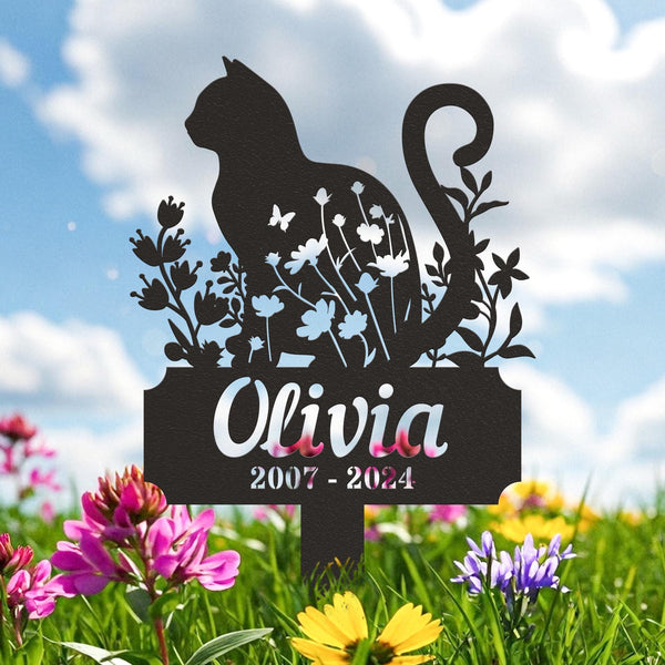 Custom Cat Memorial Grave Marker, Metal Cat Stake, Cat Loss Gift, Sympathy Sign, Pet Grave Markers, Remembrance Stake, Cat Garden Decor