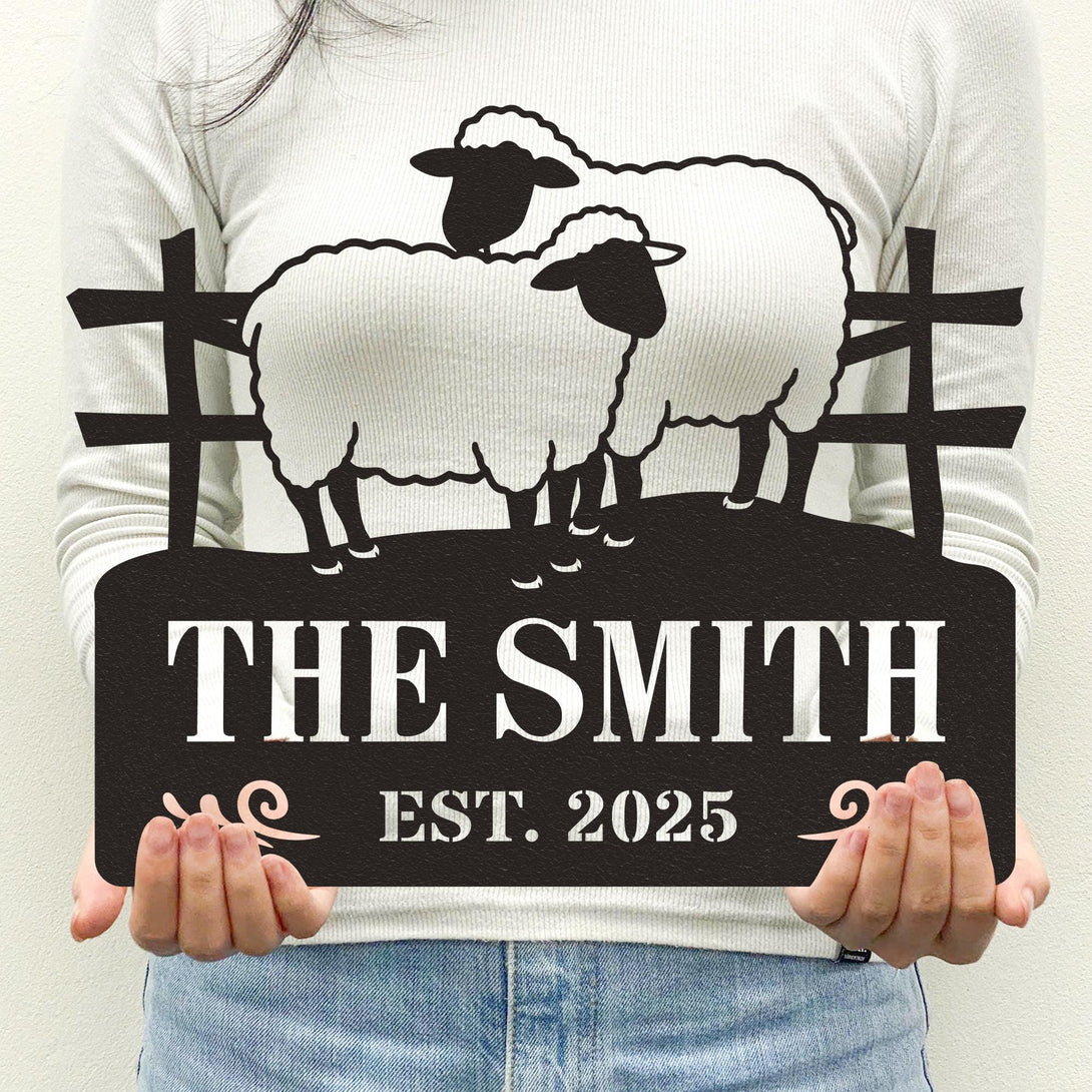 Customized Metal Sheep Farm Name Sign, Outdoor Sheep Farm Decor, Ranch Farmhouse Decor, Custom Metal Sheep Sign, Custom Sheep Metal Wall Art