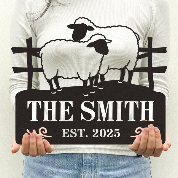 Customized Metal Sheep Farm Name Sign, Outdoor Sheep Farm Decor, Ranch Farmhouse Decor, Custom Metal Sheep Sign, Custom Sheep Metal Wall Art