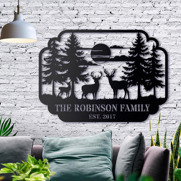 Personalized Deer Metal Sign, Custom Deer Family Name Sign, Custom Hunting Lodge Sign, Farmhouse Decor ,outdoor Sign, Hunting Cabin Decor