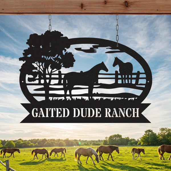 Custom Horses Metal Sign, Farmhouse Metal Sign, Horse Ranch Horse Farm Name Sign, Horse Riding Sign, Ranch Barn Decor, Horse Stable Wall Art