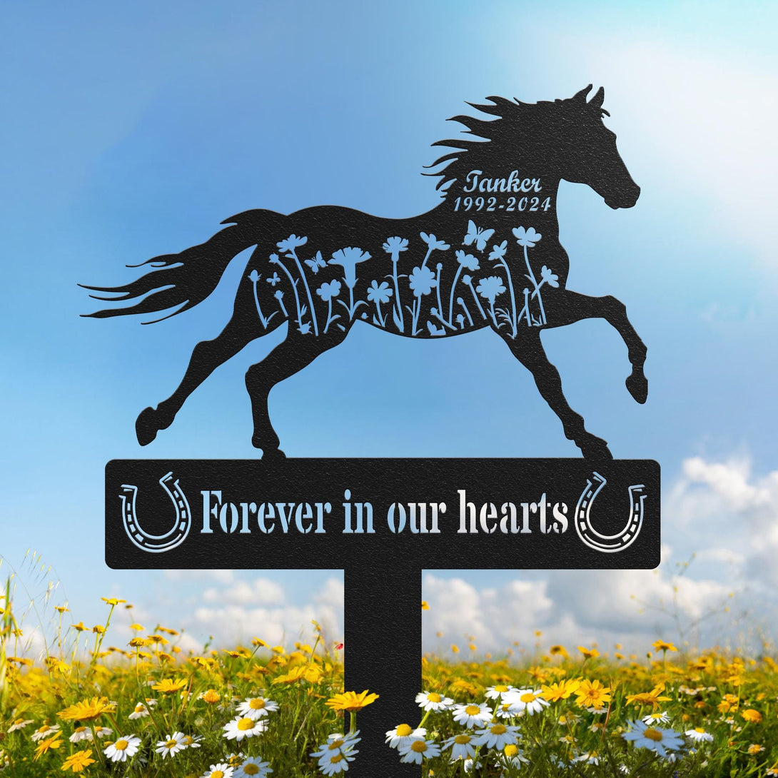 Custom Horse Memorial Sign, Horse Sign With Stake, Sympathy Sign, Remembrance Stake, Horse Lover Gift, Horse Stake, Grave Markers