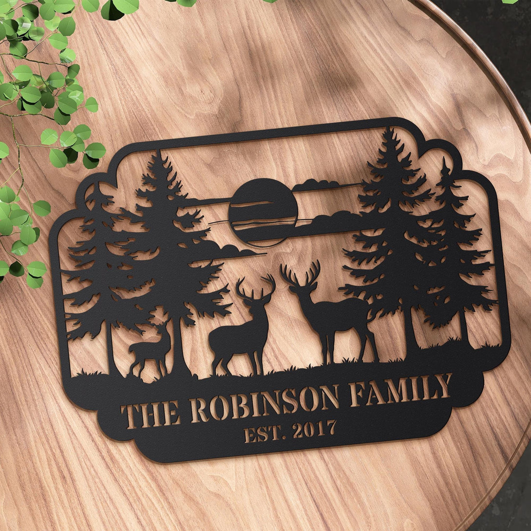 Custom Deer Family Name Sign, Custom Deer Forest Metal Sign, Deer Sign, Farmhouse Decor, Farm Sign,outdoor Sign,turkey Deer Buck Metal