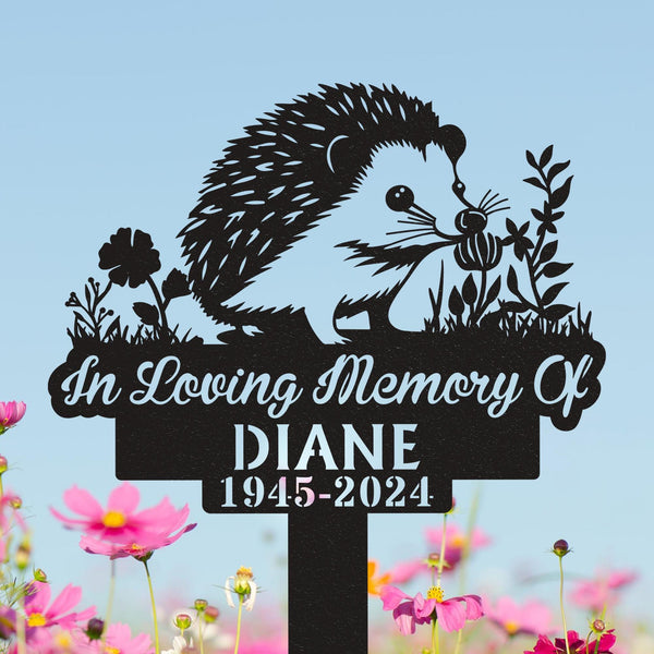 Personalized Hedgehog Memorial Metal Sign, Metal Hedgehog Stake, Metal Stake, Sympathy Sign, Pet Grave Marker, Remembrance Stake Garden Sign