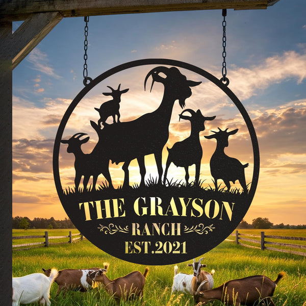 Personalized Goat Metal Sign, Goat Metal Wall Art, Goat Farm Sign, Farmhouse Wall Decor, Ranch/ Barn Sign, Farmer Gift Custom Farm Name Sign