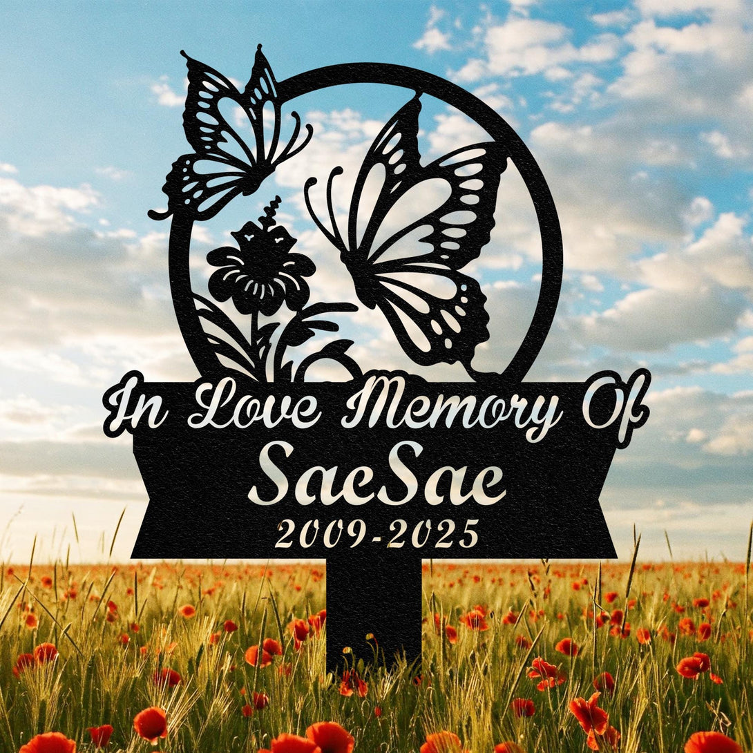 Personalized Butterfly Memorial Metal Stake, Butterfly Garden Stakes, Loss Of Grandma, Butterfly Garden Sign, Mothers Grave Marker Outdoor