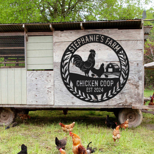 Custom Chicken Coop Metal Sign, Farm Sign For Chicken Coop, Metal Rooster Hen Egg Outdoor Barn Decor Egg Metal Barn Sign Backyard Barn Decor
