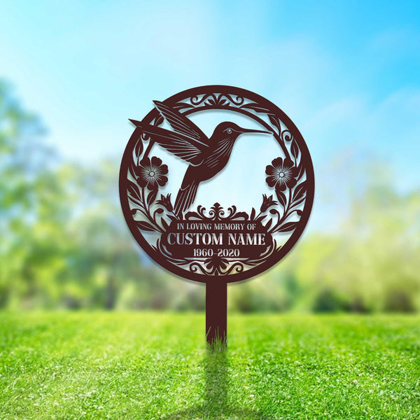 Custom Memorial Garden Sign, Custom Name Hummingbird Memorial Metal Stake, Garden Metal Stake, Sympathy Gift, Mother&#39;s Day, Memorial Stake