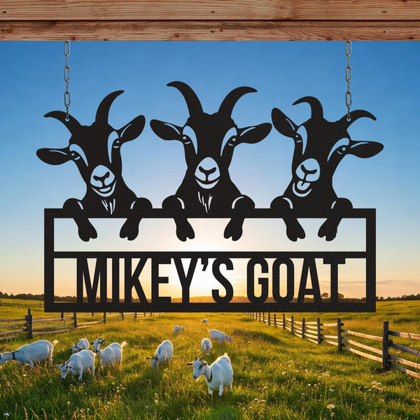 Custom Goat Metal Sign, Goat Metal Wall Art, Goat Farm Name Sign, Personalized Farm Name Sign, Barn Sign, Farmhouse Decor, Gift For Farmer