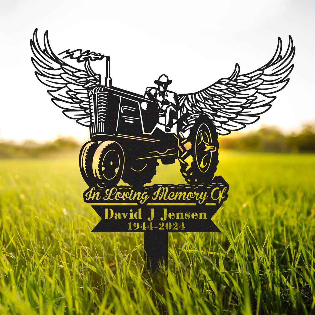 Custom Farmer Memorial Metal Sign, Farming Fields Memorial Metal Stake, Grave Marker, Remembrance Stake, Tractor Metal Stake, Sympathy Sign
