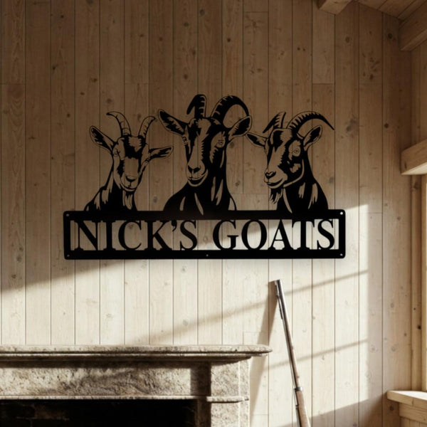 Custom Goat Metal Sign, Metal Goat Farm Sign, Goat Barn Name Sign, Rustic Metal Wall Art For Goat Owners, Funny Barn, Shed, Fence,farm Decor