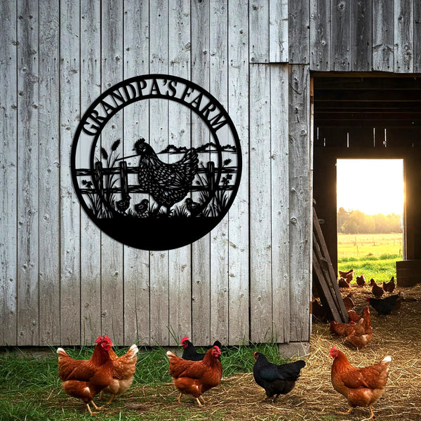 Custom Chicken Farm Metal Sign, Chicken Coop Metal Sign, Hen And Chicks Decor, Metal Chicken Sign, Country Farm Sign, Farmhouse Wall Art