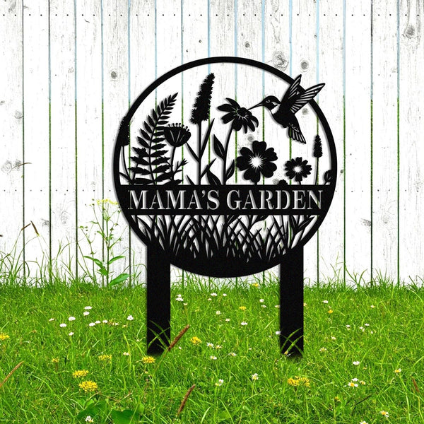 Custom Hummingbird Garden Sign, Garden Name Stake Outdoor, Hummingbird Metal Garden Sign, Garden Stake Sign, Yard Porch Garden Decor