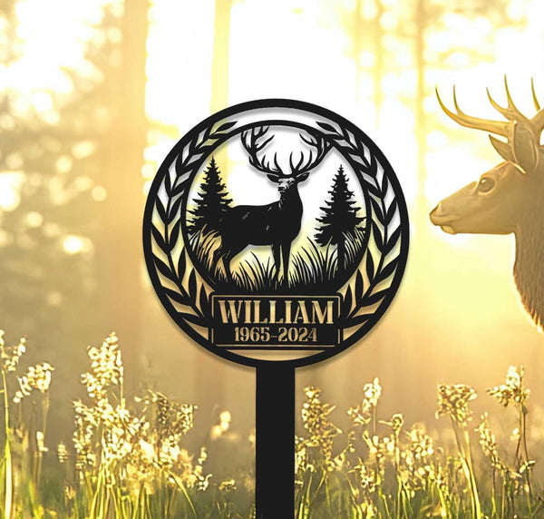 Personalized Hunter Memorial, Metal Stake, Deer Hunter Sign, Hunter Loss, Grave Marker, Sympathy Sign, Garden Decor, Father&#39;s Day Gift