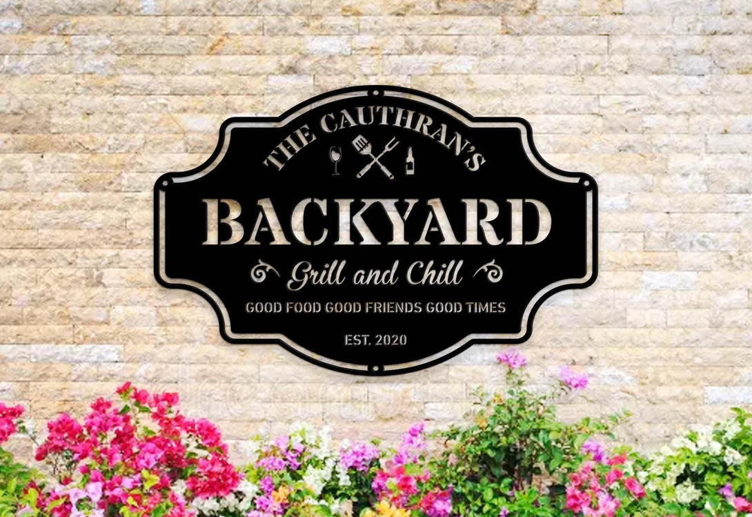 Personalized Backyard Pool Metal Sign, Outdoor Wall Art Decor, Pool Signs For Outdoor, Custom Bar And Grill Sign Decor, Patio Wall Sign
